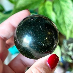 🌲Forest Green Man-Made Sandstone Crystal Ball Sphere🌲
